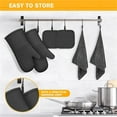 thumbnail image 6 of Oven Mitts and Pot Holders Sets, Heat Resistant Kitchen Oven Gloves, Non-Slip Silicone Surface, Extra Long Flexible Thick Mitts for Kitchen , Cooking , Baking , BBQ , Black, 4 Pieces, 6 of 7