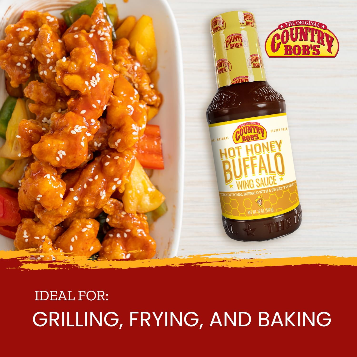(Pack Of 6) Country Bobs Sauce Hot Honey Buffalo Wing 18 Oz