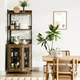 thumbnail image 7 of Homhougo 64" Tall Corner Bar Cabinet with LED Strip, 5-Tiers Industrial Bar Cabinet with Power Outlet and Glass Holder, Wine Cabinet for Home Bar, Display Cabinet for Small Space, 7 of 7
