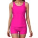 thumbnail image 2 of TaTaai Women‘s Solid Color Conservative Two Piece Swimsuit Round Neck Sleeveless Tankini Set Removable Padded Bra High Waist Tummy Control Bottoms Full Coverage Summer Beach Gift, 2 of 9