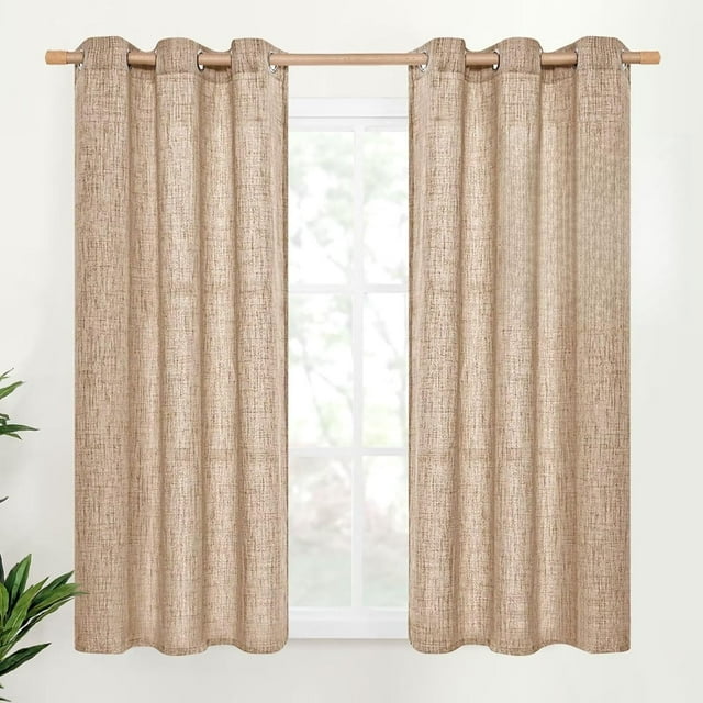 Natural Linen Curtains Long for Living Room Bedroom Groet Top Light Filtering Privacy Linen Textu Window Semi Sheer Drapes Birch Panels x