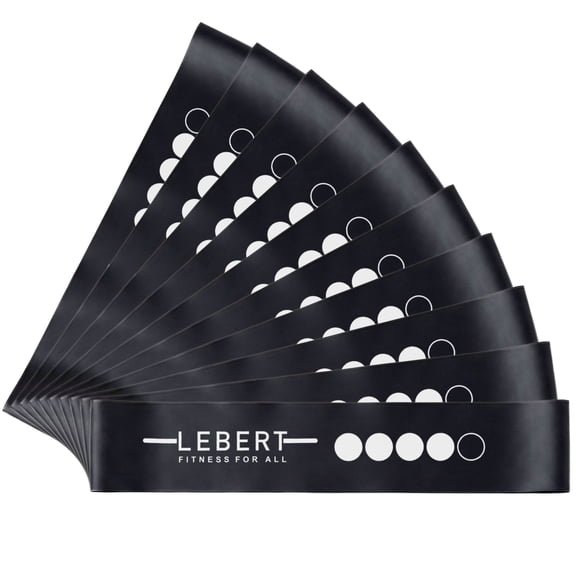 Lebert Fitness Mini Band Resistance Band Loop Exercise Bands Set of 10 Black