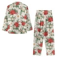 thumbnail image 4 of Renewold Poinsettia Graphic Nightwear for Women Christmas Button Down Pajamas Sets 2pcs Loose Fitting Jogger Sweatsuit Indoor Home Life Relaxed Outfits Scoop Neck Sleepwear Size XL, 4 of 6