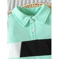 thumbnail image 5 of Mikrdoo Summer Outfits For 18 Months Baby Boys King Letter Graphics 24 Months Boys Colorblock Lapel Romper Tops & Side Splicing Shorts 2Pcs Clothes, 5 of 9