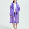 thumbnail image 2 of Sentmoon Packable Rain Jacket with Hood Long Sleeve Rain Coats Solid Color All-Weather Button Down Ponchos Adult for Outdoor Activities Purple Free Size, 2 of 6