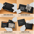 thumbnail image 3 of Wallets for Men - Slim Money Clip Mens Wallet – Leather RFID Blocking Thin Bifold Minimalist Wallet Front Pocket w/Luxury Gift Box, Credit Card Holder 10 card slots, 1 ID Window Slots, 3 of 7