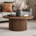 thumbnail image 5 of Jofran Auden 40" Round Mid-Century Modern Fluted Pedestal Base Coffee Table with Caster Wheels, 5 of 11