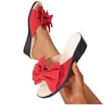 thumbnail image 5 of UTTOASFAY Women's Wedge Sandals,Bow Open Toe Fish Mouth Slippers,Mid Heel Casual Summer Shoes,Soft Sole Outdoor Slip-On Footwear, 5 of 7