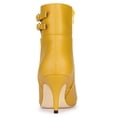 thumbnail image 2 of BLISSFUL STEP Women's Pointy Toe Buckle Stiletto Heels Ankle Boots Yellow 8, 2 of 8