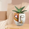 thumbnail image 4 of Fiaya Women Abstract Face Flower Pot Ornaments, 1Pc Fun Unique Colorful Head Planters, Resin Art Flower Pot Container for Indoor Outdoor Gardening Potted Plants, 4.96×4.57inch (A), 4 of 9