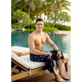 thumbnail image 4 of LA LEELA Men's Swimwear Beach Summer Pareo Long Sarong Wrap One Size Blue, Leaves Vacation Holiday Aloha, 4 of 5