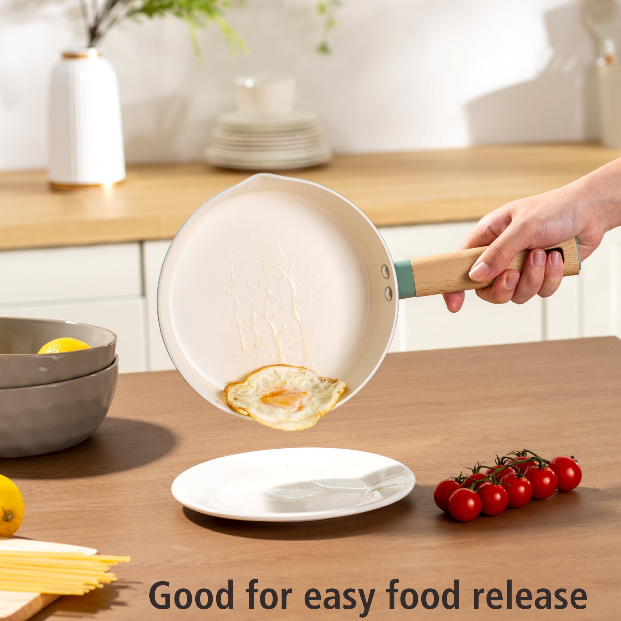 Mainstays Simplicity 10-Piece Aluminum Nonstick Ceramic Cookware Set, Green Sage