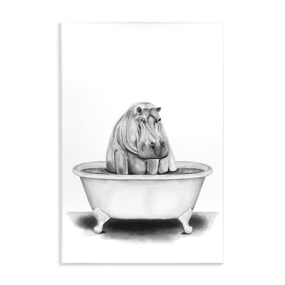 Stupell Industries Cottage Hippo In A Tub Funny Wall Plaque Art, 10 x 15, by Rachel Nieman