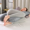 thumbnail image 3 of TOPCHANCES Pregnancy Pillow, U Shaped Full Body Maternity Pillow for Side Sleeping with Removable Cover, 120x60cm, Gary Stripe, 3 of 6