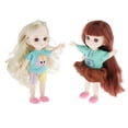 thumbnail image 1 of Pack 2 13 Muñeca articulada con bolas y ropa Trajes Pelucas de pelo largo + Maquillaje básico - o de juguete para cumpleaños, Día del niño, Macarena Cuerpo de muñecas BJD de 16 cm con cabeza, 1 of 8