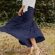 thumbnail image 5 of Gibobby faldas para mujer invierno Falda larga bohemia de cintura alta elástica de verano para mujer Falda larga informal con cordón A Line(Azul marino， M), 5 of 5