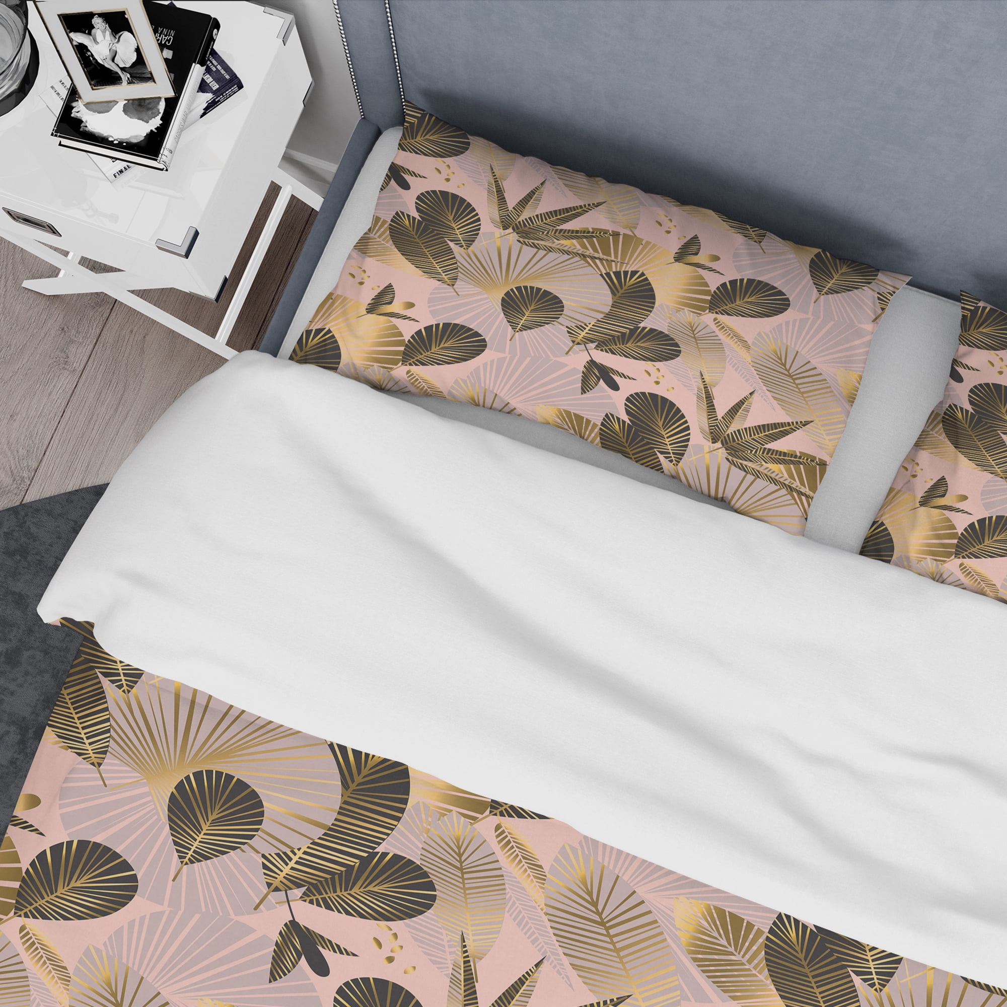 Designart 'Golden Foliage III' Mid-Century Modern Duvet Cover Set