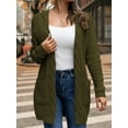thumbnail image 3 of Mengpipi Women's Cardigan Sweater Loose Long Sleeve Open Front Knit Coat with Pockets, Green-L(12-14), 3 of 7