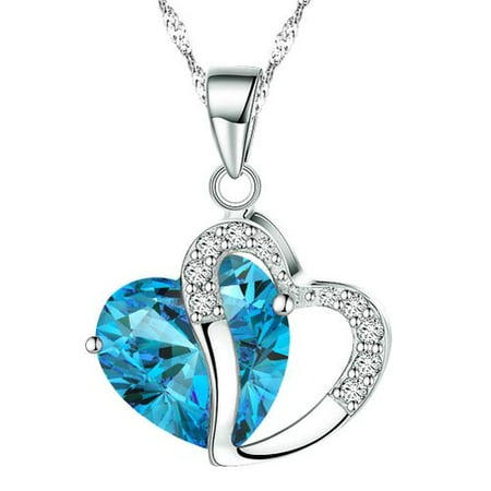 - KATGI Fashion Austrian Highland Crystal Heart Shape Pendant Necklace, 18