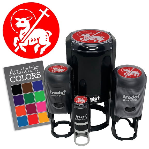 Lamb of God Christian Jesus Cross Self-Inking Rubber Stamp Ink Stamper for Stamping Crafting Planners - Black Ink - Mini 1/2 Inch