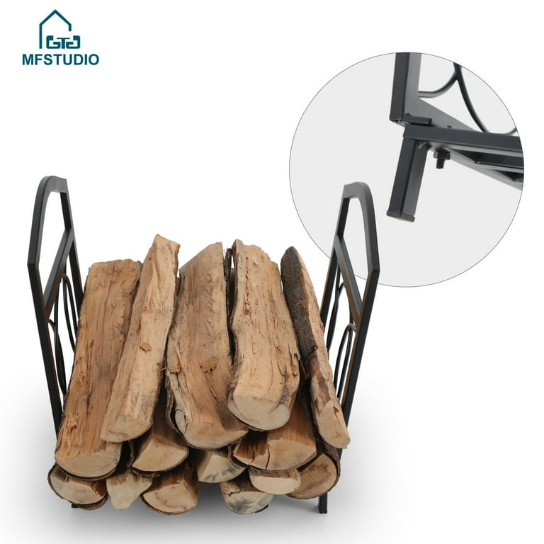 MF Studio 17 Inches Steel Firewood Log Rack Storage Holder Small Wood Storage Log Rack Suitable for Indoor and Outdoor Use, Black MF Studio 17 Inches Steel Firewood Log Rack Storage Holder Small Wood Storage Log Rack Suitable for Indoor and Outdoor Use, Black