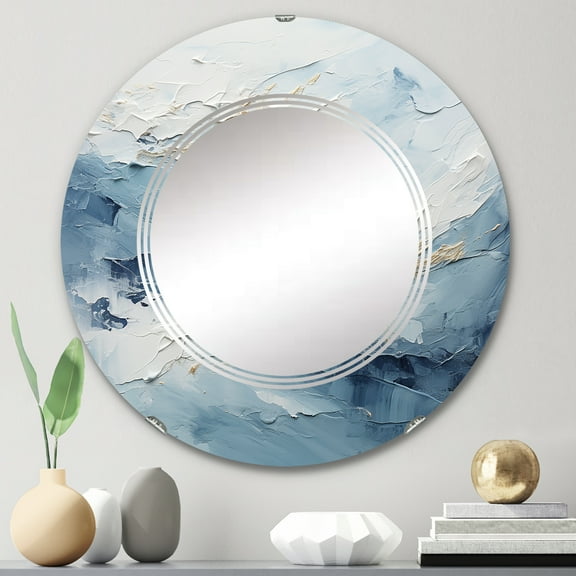 DESIGN ART Designart "Antartica Abstract Tundra Bold II" Modern Wall Mirror 24in.x24in.