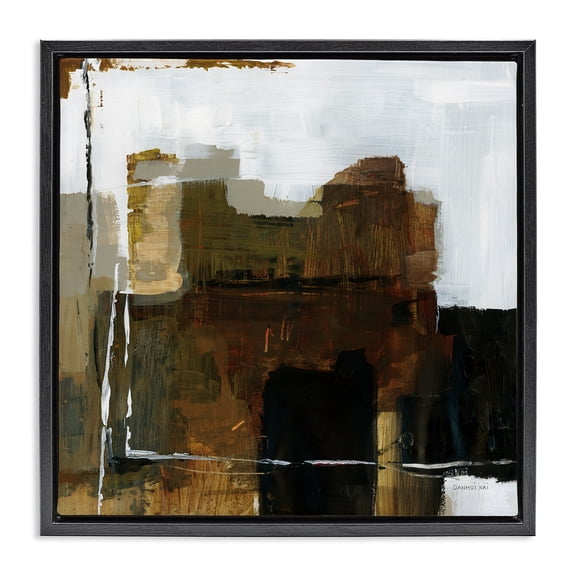 Stupell Industries Modern Natural Abstract Earth Tones Black Floating Frame Canvas Art, 18 x 18, by Danhui Nai