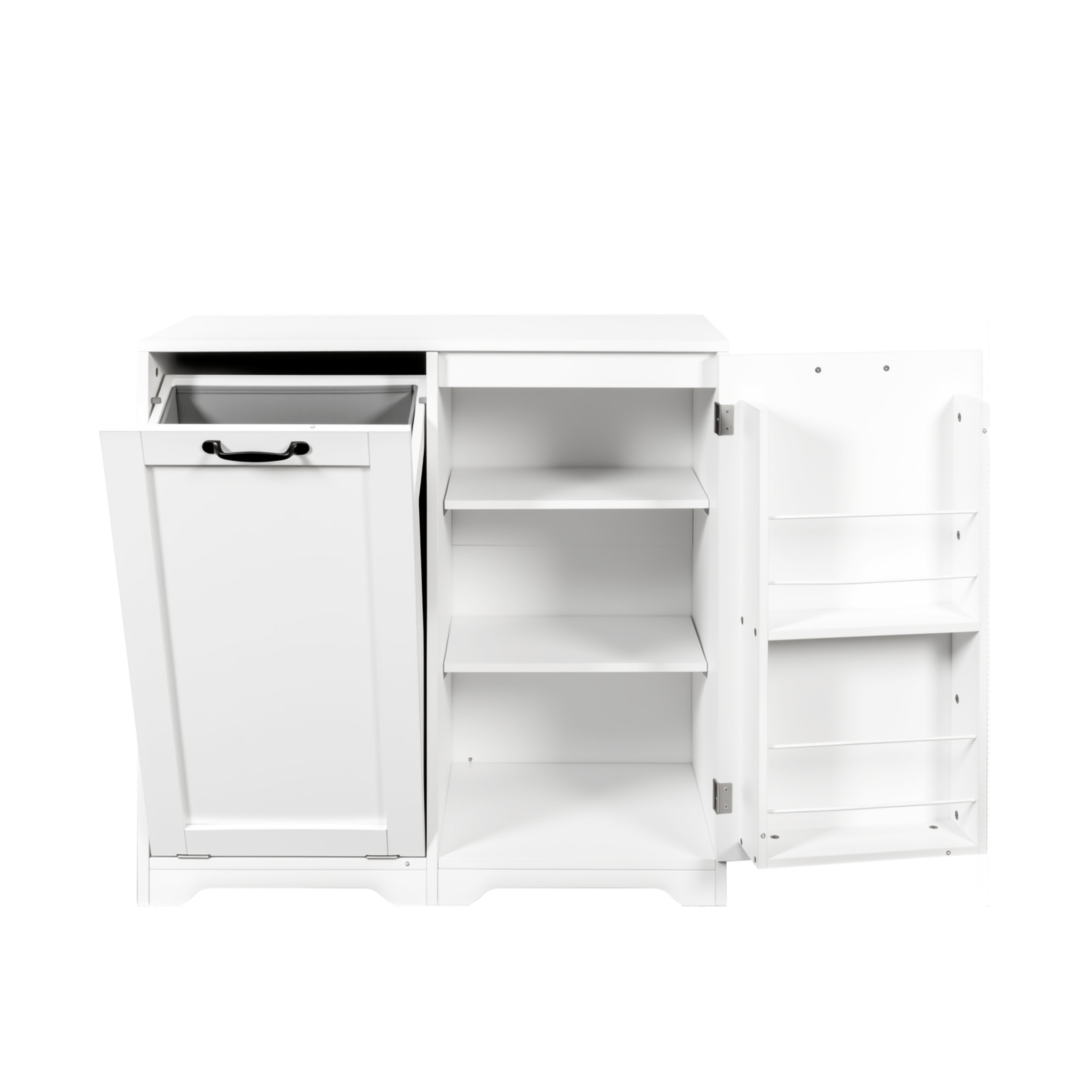 Noble House Rhea 31.5" Laundry Cabinet, Tilt-Out Hamper, Doors and Adjustable Shelf, Freestanding, White
