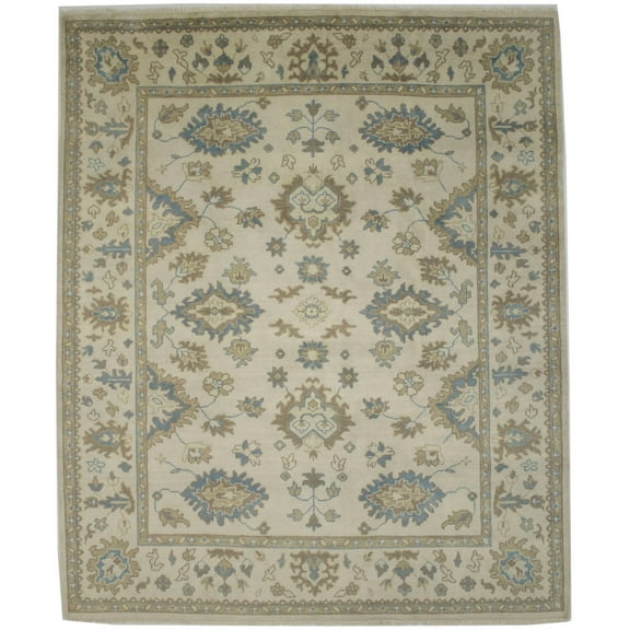 Cream Floral 8X10 Oushak Chobi Oriental Rug
