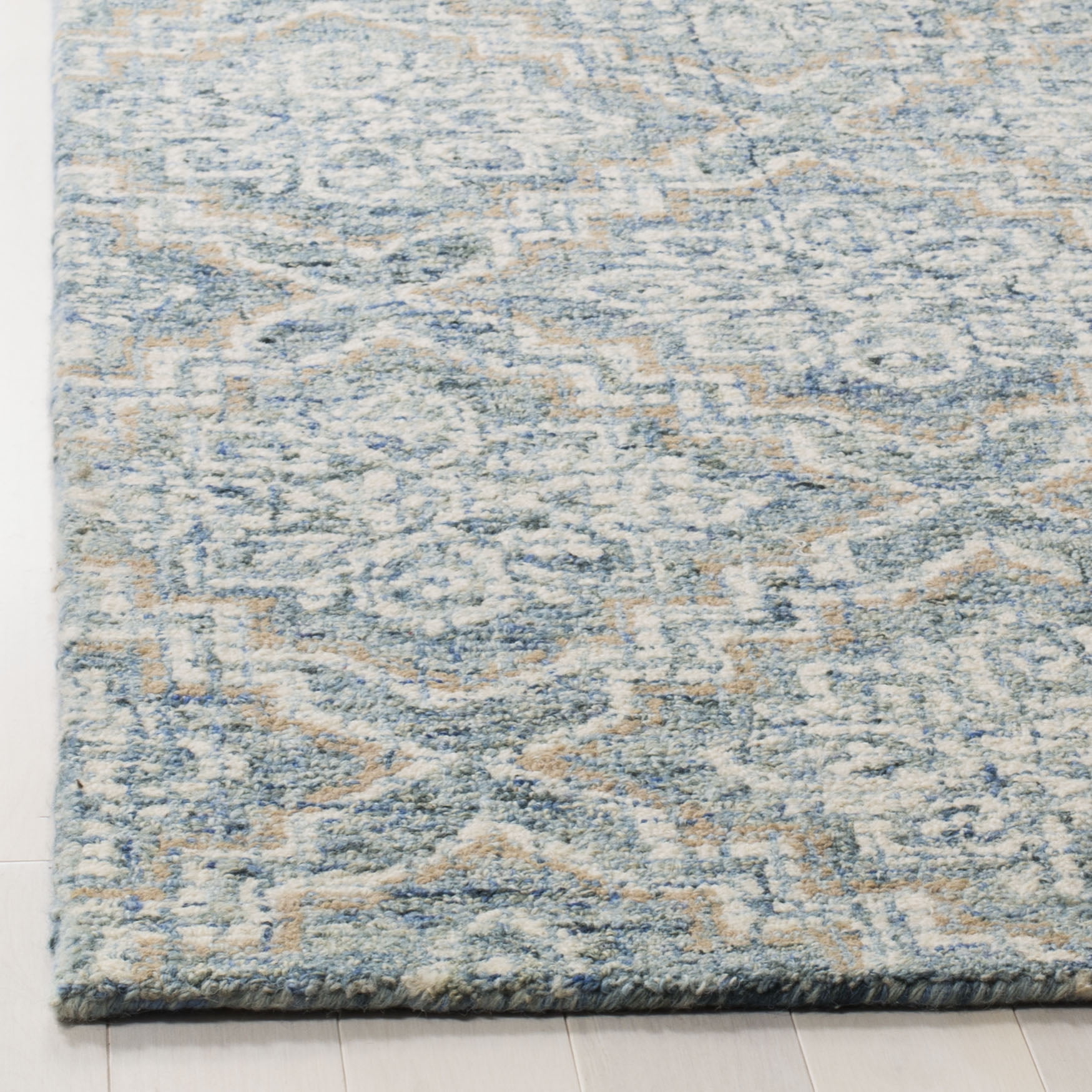 SAFAVIEH Abstract Drew Abstract Wool Area Rug, Blue/Gray, 10' x 14'