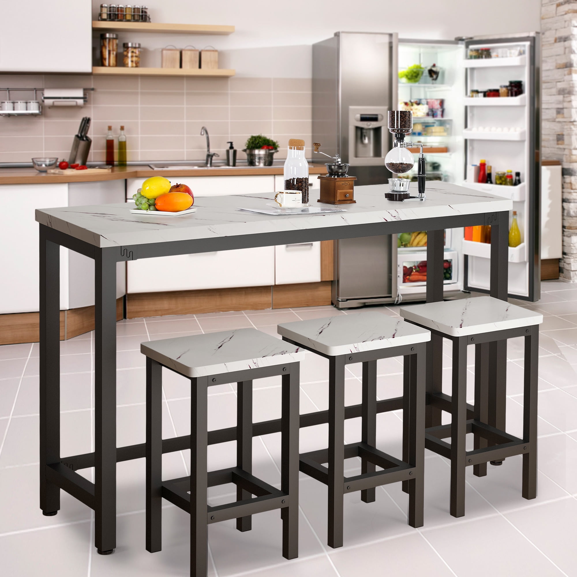 4Piece Pub Dining Set, Seizeen Counter Height Breakfast Table Set 1