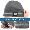 thumbnail image 4 of CENSGO LED Beanie with Reflective Stripes, Safety High Visibility Winter Hat with Light for Outdoor Work Sports Gifts for Men Dad (Gray), 4 of 10