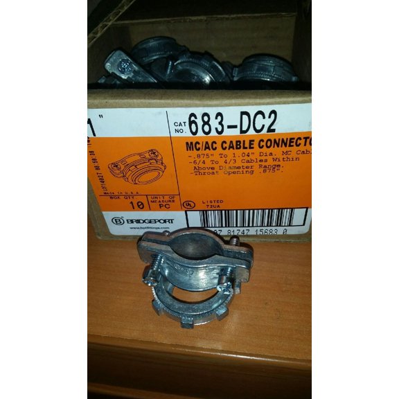 Bridgeport MC/AC Cable Connector 683-DC2 Size 1" *Box of 10* New Surplus