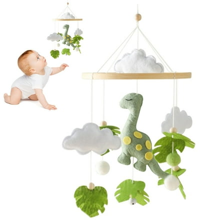 Dinosaur Crib Mobile – Baby Bells Wind Chime for Newborn Boys & Girls, Plush Hanging Bed Toy, Rotating Cot Decoration