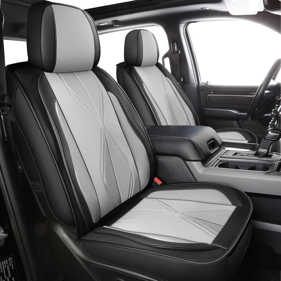 Waterproof Faux Leather Car Seat Covers for Ford F150 F250 F350 F450 Super Duty (2009-2026), Custom Fit Automotive Seat Protector for Crew Cab XL XLT Lariat King Ranch Platinum,Two Seats