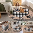 thumbnail image 6 of 8ft Washable Large Round Rug, Farm Animals Non-Slip Circle Area Rug for Living Room Dining Room, Star Hen Brown Wood Striped Black Plaid Indoor Floor Mat for Home Decor, 6 of 9