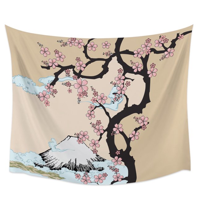 Japanese Kitchen Sakura Texture Tapestry Wall Hanging Boho Tapestry Wall Home Bedroom Living Room Decor Hanging Cloth