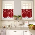 thumbnail image 4 of Red Christmas Kitchen Curtains and Valances Set, Rod Pocket Curtains Tier Farmhouse Window Curtains 24 Inch Length, Winter Xmas Snowflake Ball Stripes Rustic 3 Piece Kitchen Curtains Set, 4 of 6
