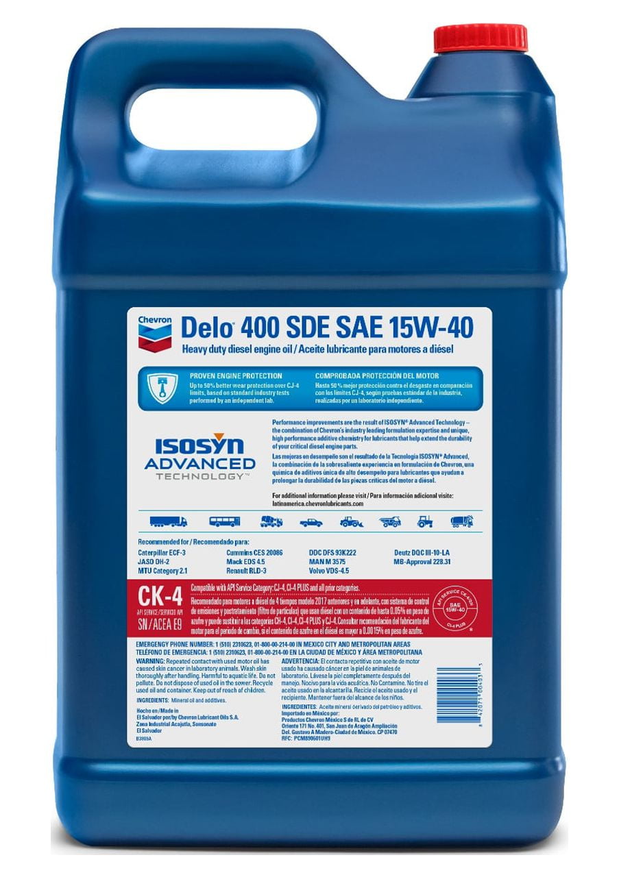 Chevron Delo 400 SDE SAE 15W-40, 1 Gallon