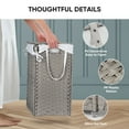 thumbnail image 5 of edx Laundry Basket with Lid, 110 L Hand-Woven Pp Rattan Laundry Basket with Compartments & Handles, Foldable, Removable Liner, Gray, 5 of 9