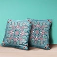thumbnail image 4 of Amrita Sen Designs  18 x 18 in. Paisley Leaf Geo Duo Broadcloth Indoor & Outdoor Blown & Closed Pillow - Muted Blue & Red, 4 of 5