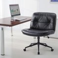 thumbnail image 3 of Criss Cross Legged Chair, Armless Office Desk Wide Seat Wheels, Swivel Height Adjustable Comfy Computer Task Seating Modern Home Room, 3 of 10