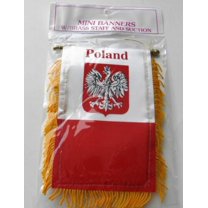 Poland Eagle MINI BANNER FLAG GREAT FOR CAR & HOME WINDOW MIRROR HANGING 2 SIDED