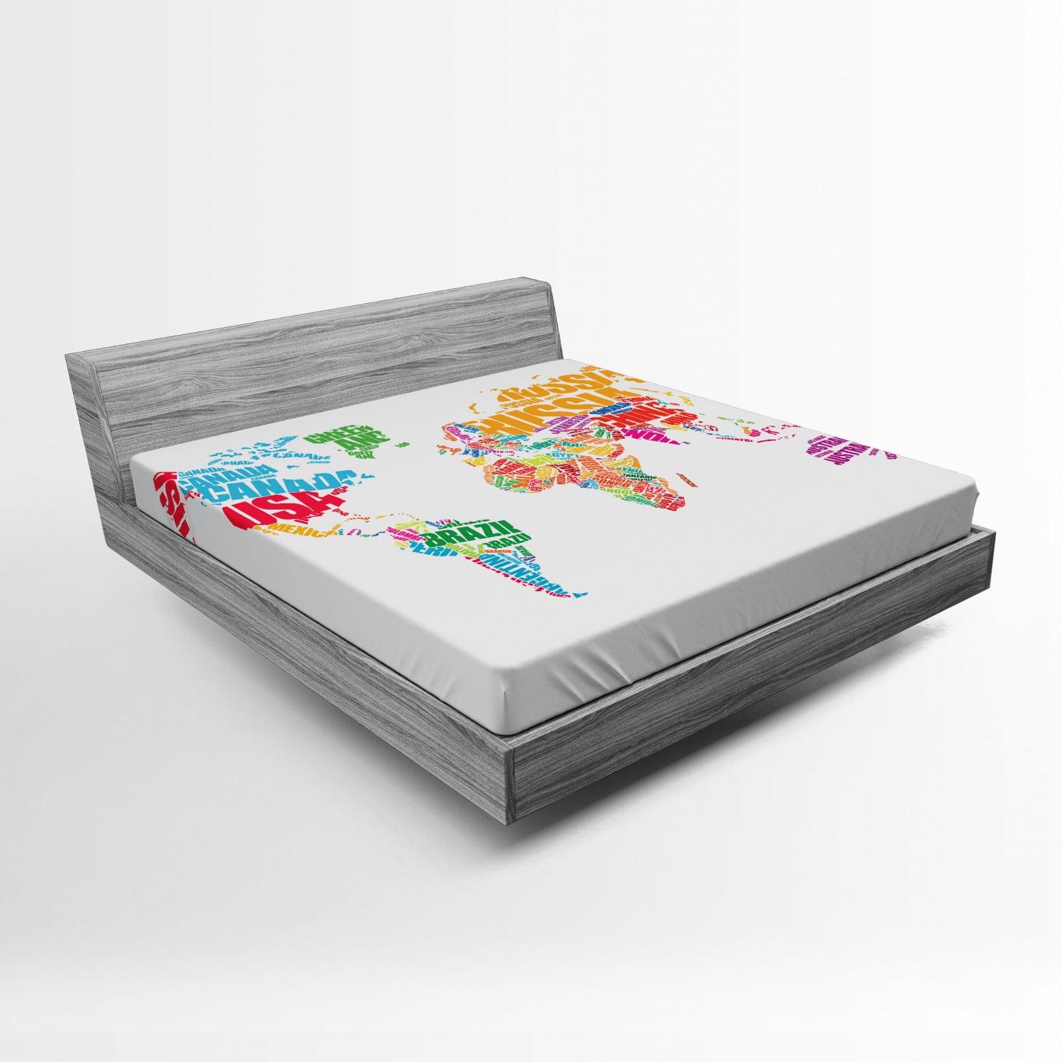 World Map Fitted Sheet, World Map with Names of the Countries Europe