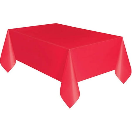Red Plastic Party Tablecloth, 108 x 54in (Best Table Wine Red)