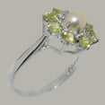 thumbnail image 3 of LBG British Made 18k White Gold Ring with Cultured Pearl & Peridot Womens Statement Ring - 33 size options - Size 7.25, 3 of 6