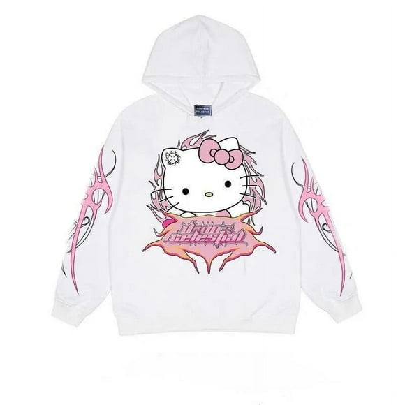 Sanrio Hello Kitty Cartoon Cute Hoodie Women Men Streetwear Loose Sweatshirts Y2k Tops Couple Cotton Harajuku Fashion Pullover