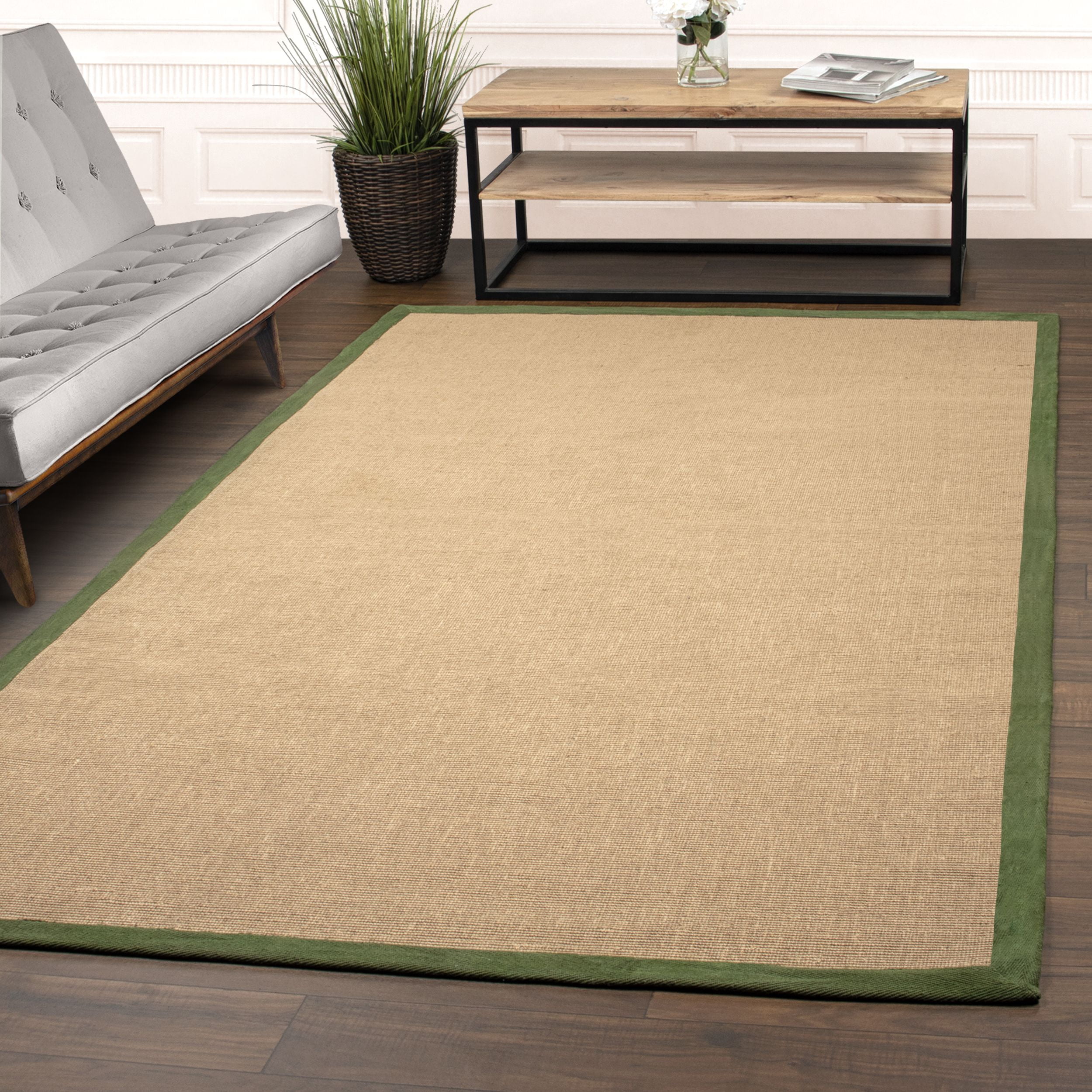 Jute Rug Natural  7X10 Ft Rustic look Hand Braided style Home Decor Outdoor Rugs 