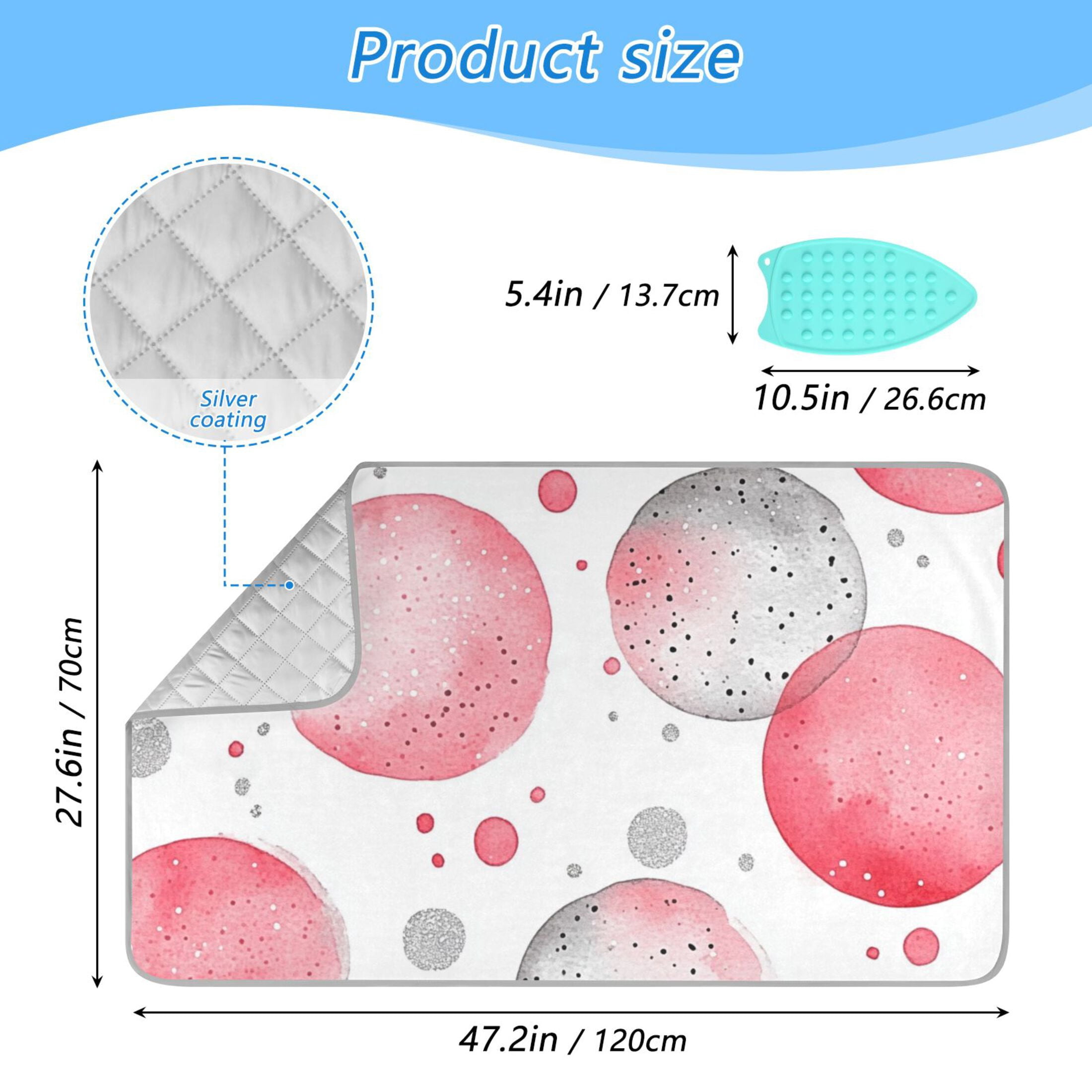 Pink and Gray Dots Abstract Art Ironing Mat Blanket for Table Top Travel Portable Ironing Board Pad 47.2x27.6 Inch