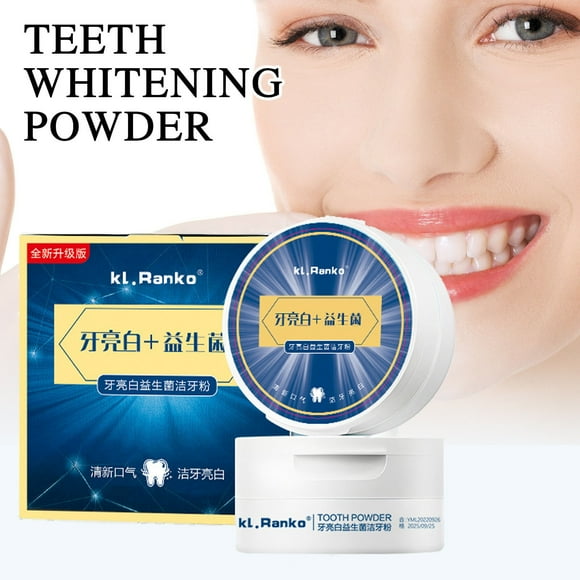 Polvo dental blanqueador de dientes para eliminar manchas | Aliento fresco | La fórmula probiótica mejora los dientes amarillos | Eliminador de olores | Elimina las manchas de café, té, vino | Tarro